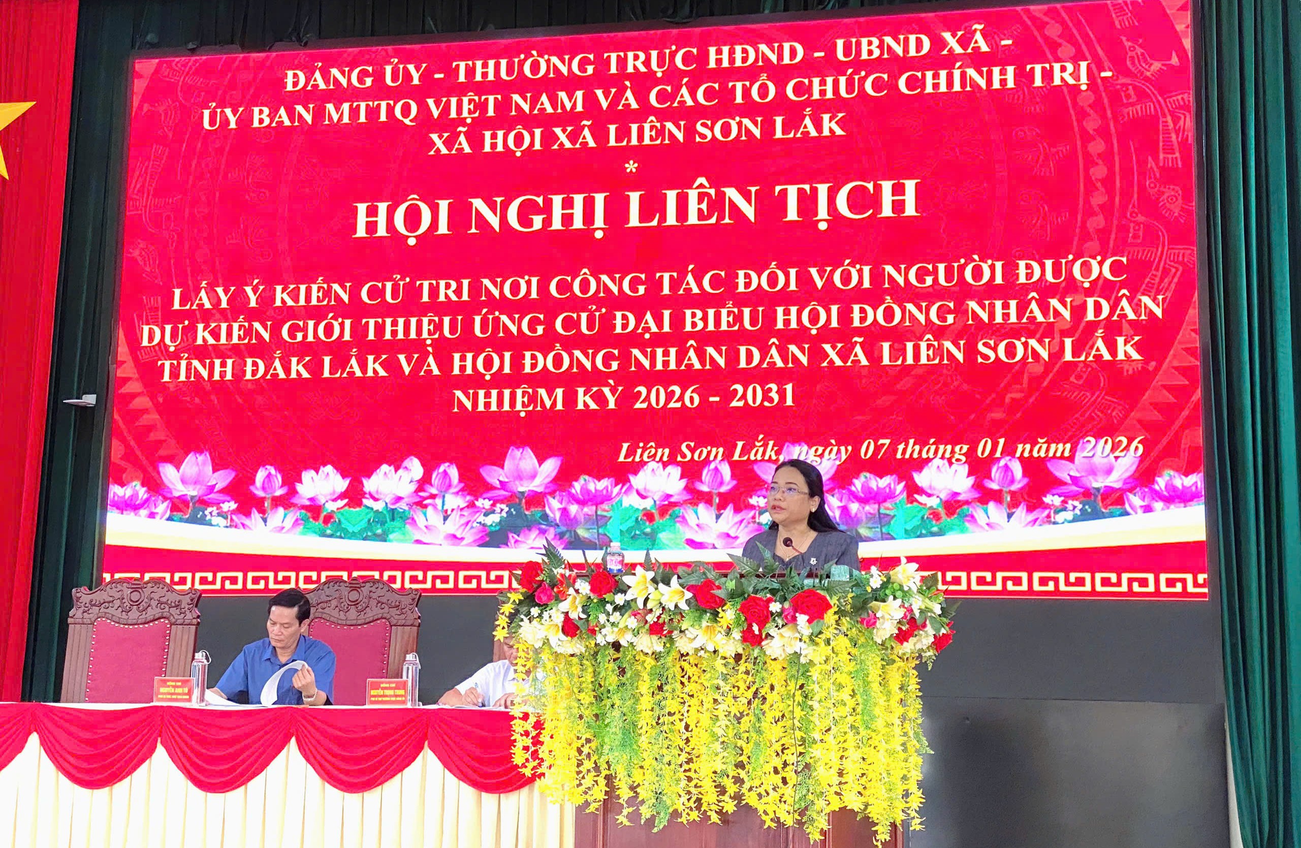 Hội nghị lấy ý kiến cử tri nơi công tác đối với người được dự kiến giới thiệu ứng cử Đại biểu HĐND tỉnh Đắk Lắk và đại biểu HĐND xã Liên Sơn Lắk, nhiệm kỳ 2026 – 2031